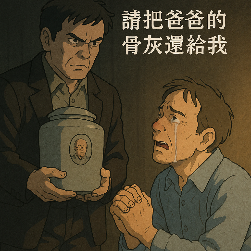 【請把爸爸的骨灰還給我。我真的很想他。為什麼要把爸爸的骨灰藏起來？】